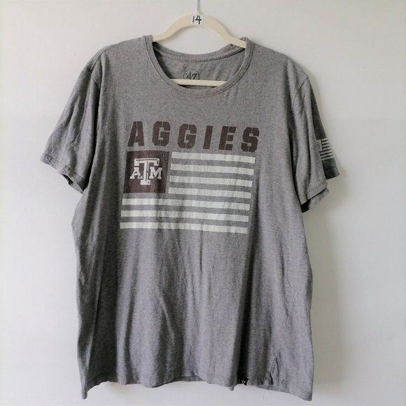 47 Mens Gray Short Sleeve Crew Neck Aggies ATM Graphic Print T Shirt Size L - Picture 1 of 5